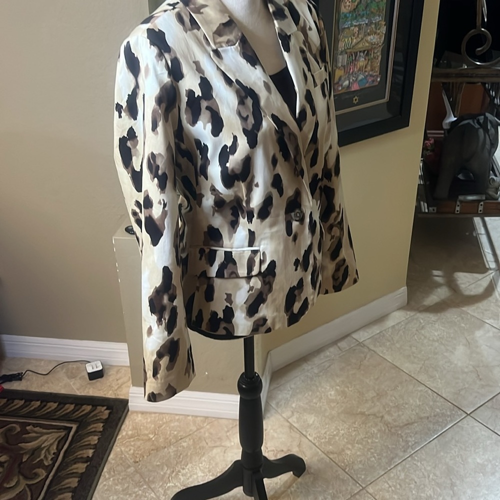 Brown and Black Animal Print Blazer - Picture 3 of 7